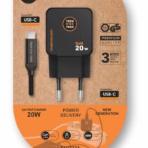 TechOneTech Cargador de Pared Ultrarrápido GaN 20W Negro + Cable USB-C