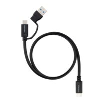 Nanocable Cable USB-C Macho - Soporta hasta 60W - Longitud 1m - Velocidad de Transferencia hasta 10Gbps - Resolucion 4K - Adaptador USB-A Integrado - Color Negro