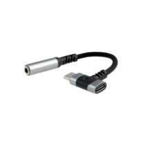 Nanocable Cable Adaptador de Audio USB-C a Jack 3.5mm - Longitud 10cm - USB-C Hembra Adicional para Carga Simultanea - Color Negro y Gris
