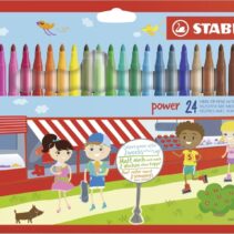 Stabilo Power Pack con 24 Rotuladores de Colores - Punta Media de 2mm - Tinta Lavable - Capuchon Ventilado - Colores Surtidos