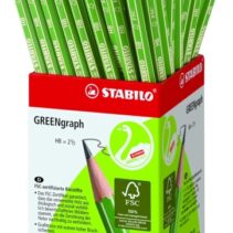 Stabilo GREENgraph Expositor con 60 Lapices de Grafito - Mina HB 2.2mm - 100% Madera Cultivada de Forma Sostenible - Cuerpo de Color Verde