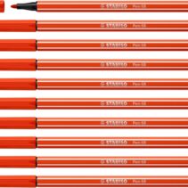 Stabilo Pen 68 Rotulador de Punta de Fibra - Trazo de 1mm aprox. - Tinta con Base de Agua - Color Rojo