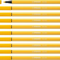 Stabilo Pen 68 Rotulador de Punta de Fibra - Trazo de 1mm aprox. - Tinta con Base de Agua - Color Amarillo