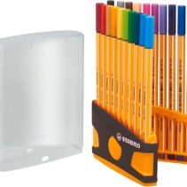 Stabilo Point 88 Pack de 20 Rotuladores de Punta Fina de Fibra - Trazo de 0.4mm. - Tinta con Base de Agua - Apto para Reglas y Plantillas - Colores Surtidos