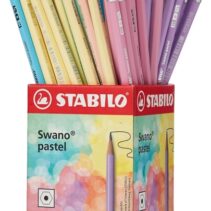 Stabilo Swano Pastel Expositor con 72 Lapices de Grafito HB de 2.2mm con Goma - Mina Antirrotura - Forma Hexagonal - Colores Pastel