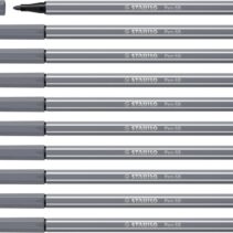 Stabilo Pen 68 Rotulador de Punta de Fibra - Trazo de 1mm aprox. - Tinta con Base de Agua - Color Gris Oscuro