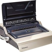 Fellowes Galaxy E Wire Encuadernadora Electrica - Perfora hasta 20 Hojas - Encuaderna hasta 130 Hojas - Bandeja Frontal - Incluye Kit de Inicio - 45x53x16.5cm - Color Gris