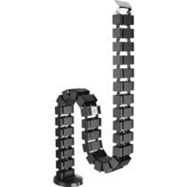 Fellowes Organizador de Cables - Columna Flexible - Altura hasta 130cm - Vertebras Desmontables - 4 Compartimentos Separados - Base Pesada - Iman Integrado - 10.7x12.9x128.8cm - Color Negro