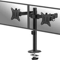 Fellowes Everyday Soporte de Mesa con Brazos Articulados para 2 Monitores hasta 32" y 9kg - Fijacion con Abrazadera o Tornillos - Gestor de Cables - 56.1x86.9x11.2cm - Color Negro