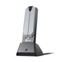 TP-Link Archer TBE400UH Adaptador USB a WiFi 7 con Base - Tribanda - Velocidad 6.5Gbps - Tecnologia MLO - Cable 1.2m - Seguridad Avanzada - Color Gris