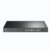 TP-Link TL-SG1218MP Switch 20 Puertos - No Administrado - 16xRJ45 PoE 1Gbps - 2xRJ45 1Gbps - 2xSFP - Soporta QOS - 2 Ventiladores Internos - Plug and Play - Carcasa Metalica - Color Negro