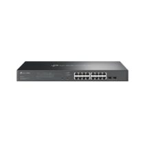 TP-Link Omada SG2218P Switch 18 Puertos - Control de Trafico - 16xRJ45 PoE+ 1Gbps - 2xSFP 1Gbps - Conmutacion 36Gbps - Soporta QOS - Seguridad Avanzada - Carcasa Metalica - Color Negro