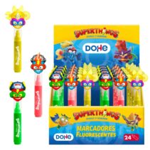 Dohe Superthings Expositor con 24 Marcadores Fluorescentes - Punta Biselada - Alto Resalte - Colores Surtidos