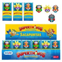 Dohe Superthings Expositor con 24 Sacapuntas - PVC - Cuchilla de Acero - Formas Surtidas