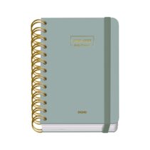 Dohe Premium Agenda Escolar 26/27 - Formato A6 - Dia Pagina - Papel Offset Ahuesado 80g - Cubierta de Carton Plastificado - Espiral Metalica Doble - Goma - 12x17x3cm - Color Verde