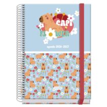 Dohe Prime Capi Flower Agenda Escolar 26/27 - Formato A5 - Semana Vista - Papel Offset Ahuesado 70g - Cubierta de Carton Plastificado - Espiral - Goma - 15x21x2cm - Multicolor