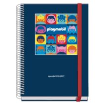 Dohe Prime Playmobil Agenda Escolar 26/27 - Formato A5 - Semana Vista - Papel Offset Ahuesado 70g - Cubierta de Carton Plastificado - Espiral - Goma - 15x21x2cm - Color Azul Marino