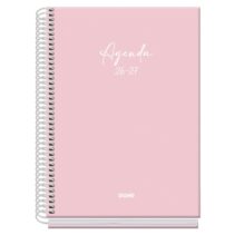 Dohe Basic Serenity Agenda Escolar 26/27 - Formato A5 - Dia Pagina - Papel Offset Ahuesado 70g - Cubierta de Carton Plastificado - Espiral Metalica - Goma - 15x21x4cm - Color Rosa