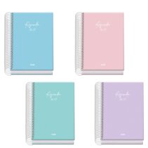 Dohe Basic Serenity Agenda Escolar 26/27 - Formato A6 - Dia Pagina - Papel Offset Ahuesado 70g - Cubierta de Carton Plastificado - Espiral Metalica - Goma - 12x17x3cm - Colores Surtidos
