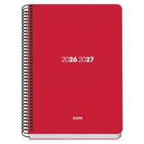 Dohe Basic Element Agenda Escolar 26/27 - Formato A5 - Semana Vista - Papel Offset Ahuesado 70g - Cubierta de Carton Plastificado - Espiral - Goma - 15x21x2cm - Color Rojo
