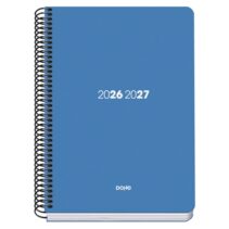 Dohe Basic Element Agenda Escolar 26/27 - Formato A5 - Dia Pagina - Papel Offset Ahuesado 70g - Cubierta de Carton Plastificado - Espiral Metalica - Goma - 15x21x4cm - Color Azul