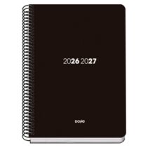 Dohe Basic Element Agenda Escolar 26/27 - Formato A5 - Dia Pagina - Papel Offset Ahuesado 70g - Cubierta de Carton Plastificado - Espiral Metalica - Goma - 15x21x4cm - Color Negro