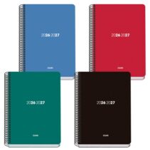 Dohe Basic Element Agenda Escolar 26/27 - Formato A5 - Dia Pagina - Papel Offset Ahuesado 70g - Cubierta de Carton Plastificado - Espiral Metalica - Goma - 15x21x4cm - Colores Surtidos