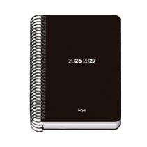 Dohe Basic Element Agenda Escolar 26/27 - Formato A6 - Dia Pagina - Papel Offset Ahuesado 70g - Cubierta de Carton Plastificado - Espiral Metalica - Goma - 12x17x3cm - Color Negro