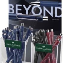 Faber-Castell Beyond Ball Expositor con 24 Boligrafos Retractiles - Punta 1mm - Trazo de 0.5mm - Grip de Agarre - Colores Surtidos