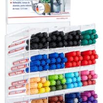 Edding 3000 Expositor con 128 Rotuladores Permanentes - Punta Redonda de 1.5mm - Trazo entre 1.5 y 3mm - Recargable - Secado Rapido - Colores Surtidos Gama Completa