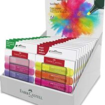 Faber-Castell Textliner 46 Expositor con 11 Packs de 4 Marcadores Neon y 11 Packs de 4 Marcadores Pastel - Punta Biselada - Trazo entre 1mm y 5mm - Tinta con Base de Agua - Colores Surtidos