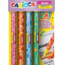 Carioca Memo Switch 2 en 1 Pack con 4 Rotuladores - Una Punta Subraya y la otra Cambia de Color - Colores Surtidos