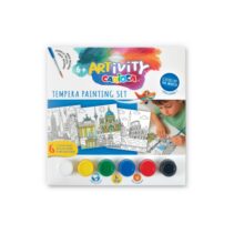 Carioca Artivity Cities of the World Vol. 1 Pack con 6 Laminas para Pintar + 6 Botes de Tempera + Pincel