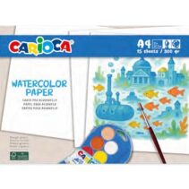 Carioca Watercolor Pack con 15 Hojas A4 para Acuarela - Papel de 300gr - No Deja que los Colores Traspasen