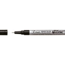 Pilot Super Color Rotulador Permanente Fino - Punta de 1mm de Poliacetal - Tinta muy Densa y Opaca - Cuerpo Metalico - Color Plata