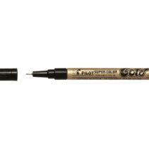 Pilot Super Color Rotulador Permanente Fino - Punta de 1mm de Poliacetal - Tinta muy Densa y Opaca - Cuerpo Metalico - Color Oro