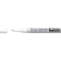Pilot Super Color Rotulador Permanente Fino - Punta de 1mm de Poliacetal - Tinta muy Densa y Opaca - Cuerpo Metalico - Color Blanco