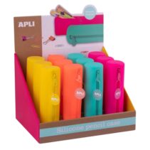 Apli Fluor Expositor de 12 Estuches de Silicona Redondos - Resistentes al Agua - Medidas 21