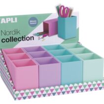 Apli Nordik Expositor de 12 Portalapices Silicona Cuadrados - Medidas 70x70x95mm - Colores Surtidos