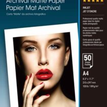 Epson Archival Matte Pack de 50 Hojas de Papel Fotografico - A4 - Gramaje de 192g/m2 - Acabado Mate - Compatible con Impresoras Inkjet - Color Blanco
