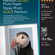 Epson Premium Glossy Photo Pack de 30 Hojas de Papel Fotografico - 13x18cm - Gramaje de 255g/m2 - Acabado Brillante - Compatible con Impresoras Inkjet - Color Blanco