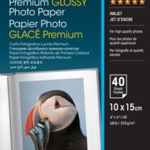 Epson Premium Glossy Photo Pack de 40 Hojas de Papel Fotografico - 10x15cm - Gramaje de 255g/m2 - Acabado Brillante - Compatible con Impresoras Inkjet - Color Blanco