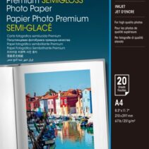 Epson Premium Semiglossy Photo Pack de 20 Hojas de Papel Fotografico - A4 - Gramaje de 251g/m2 - Acabado Semibrillante - Compatible con Impresoras Inkjet - Color Blanco