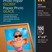 Epson Photo Glossy Pack de 100 Hojas de Papel Fotografico - 10x15cm - Gramaje de 200g/m2 - Acabado Brillante - Compatible con Impresoras Inkjet - Color Blanco