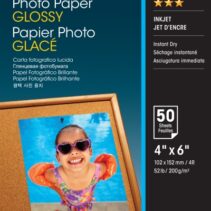 Epson Photo Glossy Pack de 50 Hojas de Papel Fotografico - 10x15cm - Gramaje de 200g/m2 - Acabado Brillante - Compatible con Impresoras Inkjet - Color Blanco