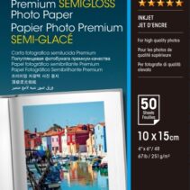 Epson Premium Semiglossy Photo Pack de 50 Hojas de Papel Fotografico - 10x15cm - Gramaje de 251g/m2 - Acabado Semibrillante - Compatible con Impresoras Inkjet - Color Blanco