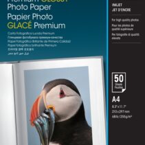 Epson Premium Glossy Photo Pack de 50 Hojas de Papel Fotografico - A4 - Gramaje de 255g/m2 - Acabado Brillante - Compatible con Impresoras Inkjet - Color Blanco