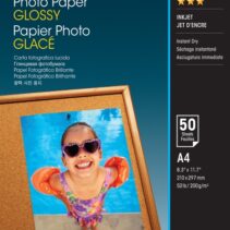 Epson Photo Glossy Pack de 50 Hojas de Papel Fotografico - A4 - Gramaje de 200g/m2 - Acabado Brillante - Compatible con Impresoras Inkjet - Color Blanco
