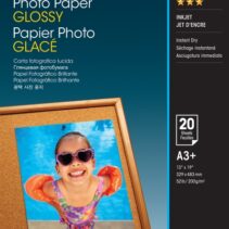 Epson Photo Glossy Pack de 20 Hojas de Papel Fotografico - A3+ - Gramaje de 200g/m2 - Acabado Brillante - Compatible con Impresoras Inkjet - Color Blanco