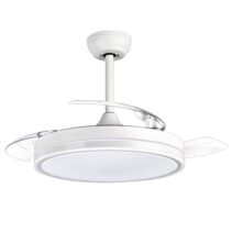 Muvip Ventilador de Techo de 106cm - 30W - 4 Aspas Retractiles - Luz LED Integrada - Temporizador - 6 Velocidades - Color Blanco